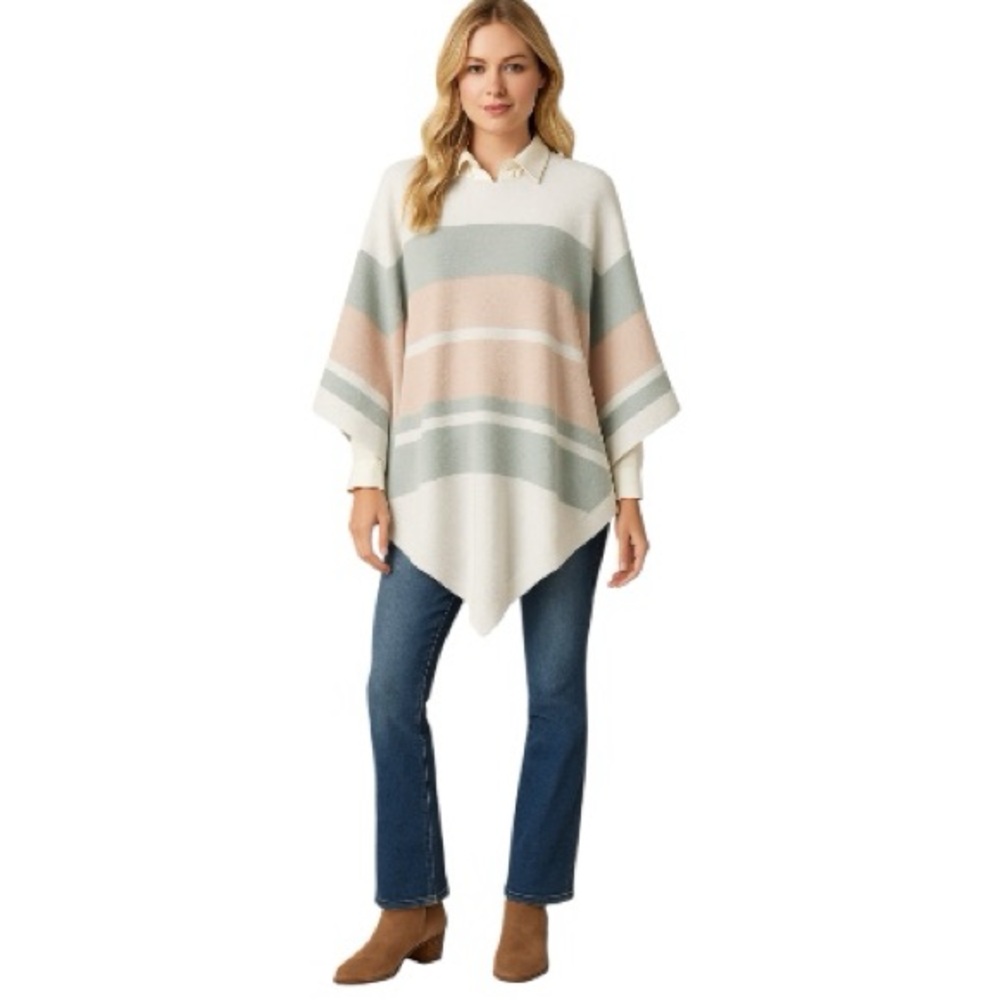 Barefoot Dreams Cozychic Ocean Breeze Poncho - One Size - New With Tags